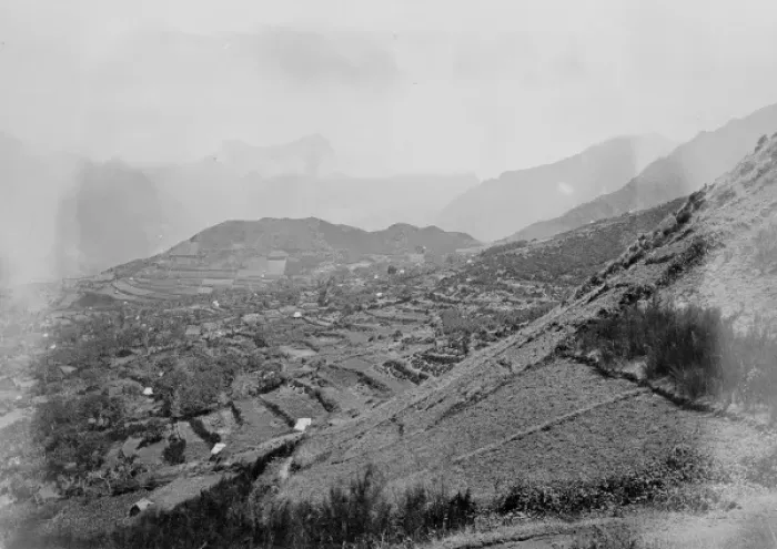 Framed Print : View over terraced mountain scenery, c. 1870 Framed Print : View over terraced mountain scenery, c. 1870