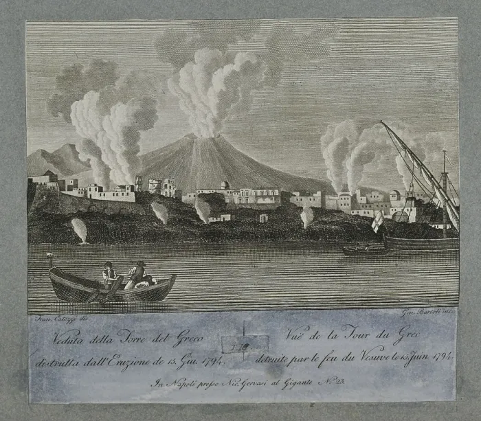 Framed Print : View of Torre del Greco destroyed by eruption of June 1794 Framed Print : View of Torre del Greco destroyed by eruption of June 1794