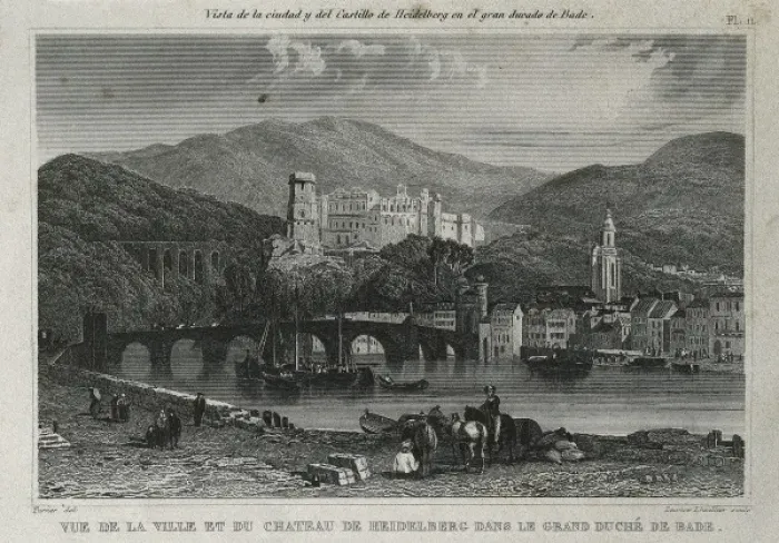 Framed Print : View of the town and the castle of Heidelberg Framed Print : View of the town and the castle of Heidelberg