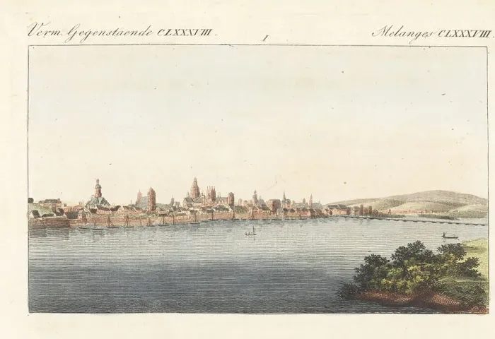 Framed Print : View of the town of Mainz on the Rhine, Germany, 1800s Framed Print : View of the town of Mainz on the Rhine, Germany, 1800s