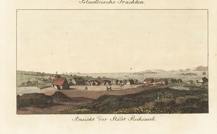 Framed Print : View of the town of Reykjavik, Iceland, 1811 Framed Print : View of the town of Reykjavik, Iceland, 1811