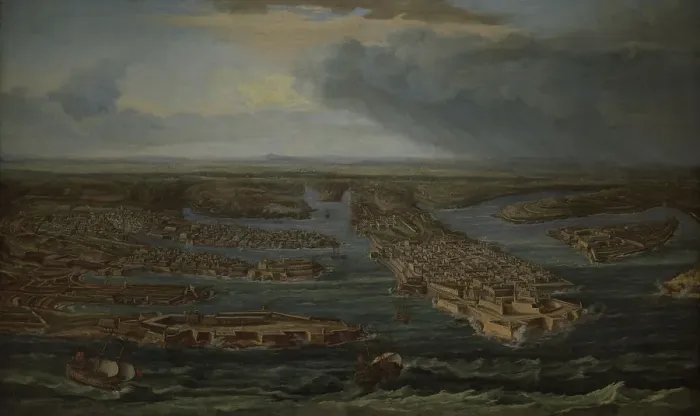 Framed Print : View of Valletta and the Three Cities, circa 1733 Framed Print : View of Valletta and the Three Cities, circa 1733