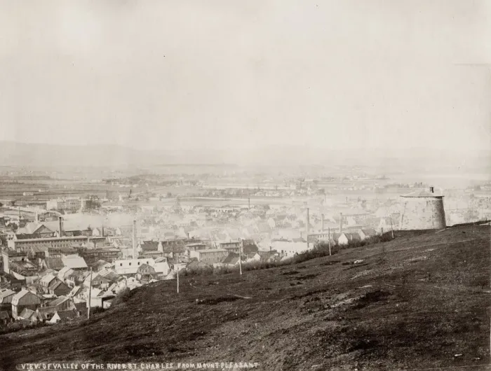 Framed Print : View of the valley and river, St Charles, Quebec, Canada