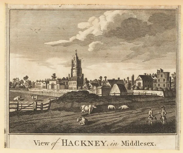 Framed Print : View of the village of Hackney in Middlesex, 1784 Framed Print : View of the village of Hackney in Middlesex, 1784