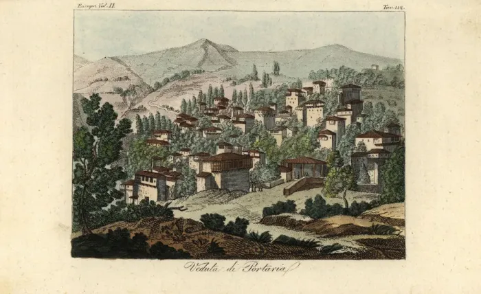Framed Print : View of the village of Portaria, Thessaly, Greece Framed Print : View of the village of Portaria, Thessaly, Greece