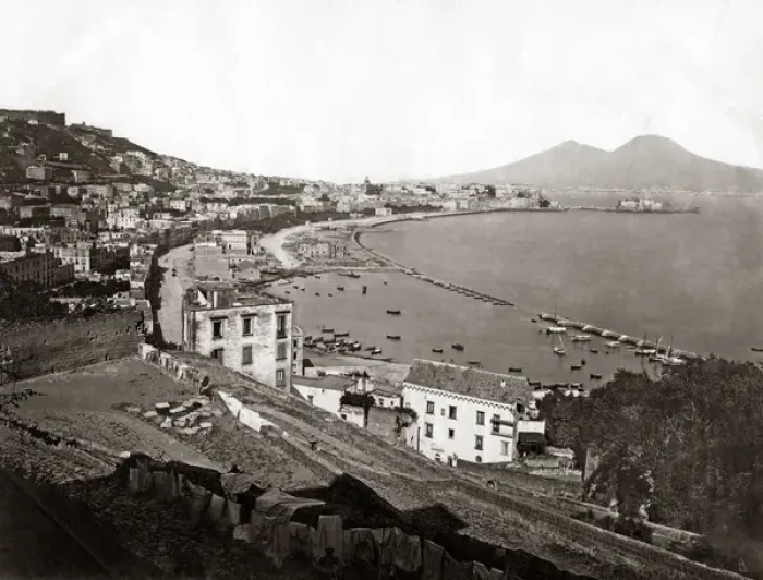 Framed Print : View of volcano Vesuvius, Italy, circa 1880s Framed Print : View of volcano Vesuvius, Italy, circa 1880s