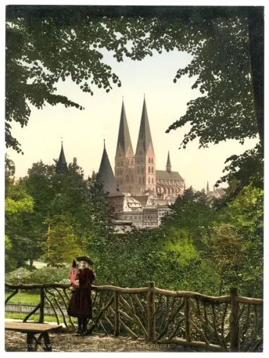 Framed Print : View from wall towards Marys Church, Lubeck, Germany Framed Print : View from wall towards Marys Church, Lubeck, Germany