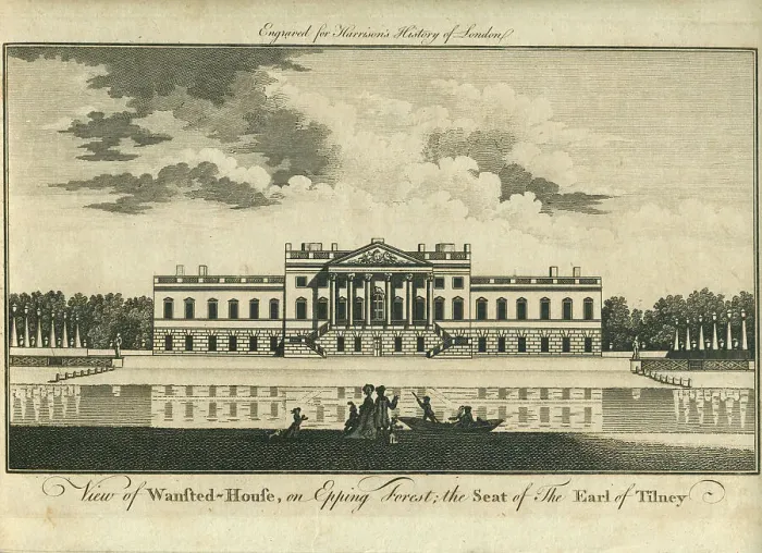 Framed Print : View of Wanstead House, the seat of the Earl of Tilney (Tylney), engraved for Harrison's History of London in 1775. The house was designed by the Scottish architect, Colen Campbell Framed Print : View of Wanstead House, the seat of the Earl of Tilney (Tylney), engraved for Harrison's History of London in 1775. The house was designed by the Scottish architect, Colen Campbell