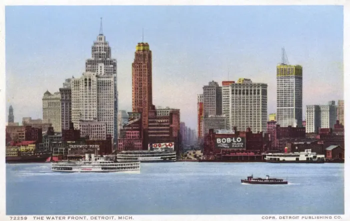 Framed Print : View of the waterfront, Detroit, Michigan, USA Framed Print : View of the waterfront, Detroit, Michigan, USA