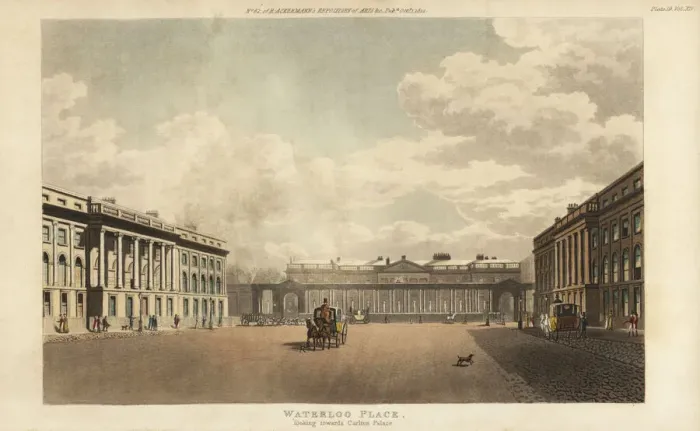 Framed Print : View of Waterloo Place, looking toward Carlton Palace Framed Print : View of Waterloo Place, looking toward Carlton Palace