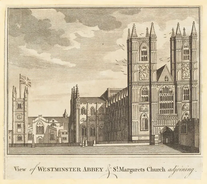 Framed Print : View of Westminster Abbey and St. Margarets Church, 18th century Framed Print : View of Westminster Abbey and St. Margarets Church, 18th century