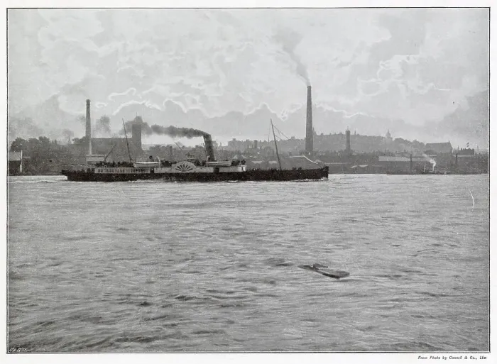Framed Print : View of Woolwich from the River Thames of a pleasure steamer. Date: late 1890s Framed Print : View of Woolwich from the River Thames of a pleasure steamer. Date: late 1890s
