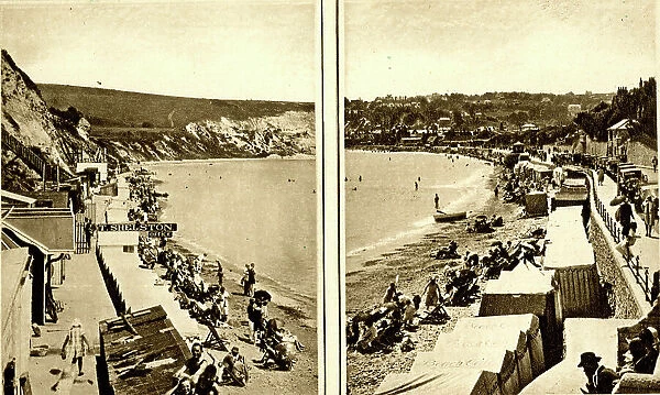 Two views of Swanage beach, Dorset