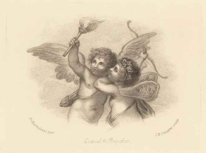 Framed Print : Vignette of Cupid and Psyche, 1800 Framed Print : Vignette of Cupid and Psyche, 1800