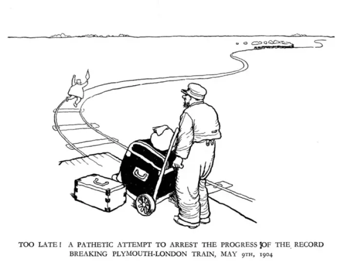 Framed Print : Vignette illustration, Railway Ribaldry by W Heath Robinson Framed Print : Vignette illustration, Railway Ribaldry by W Heath Robinson