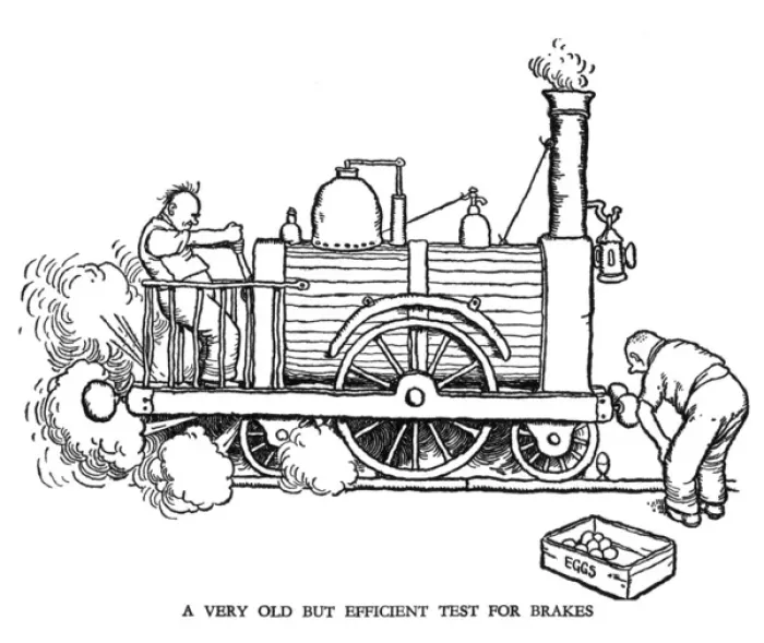 Framed Print : Vignette illustration, Railway Ribaldry by W Heath Robinson Framed Print : Vignette illustration, Railway Ribaldry by W Heath Robinson