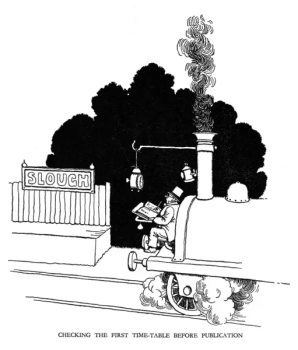 Framed Print : Vignette illustration, Railway Ribaldry by W Heath Robinson Framed Print : Vignette illustration, Railway Ribaldry by W Heath Robinson