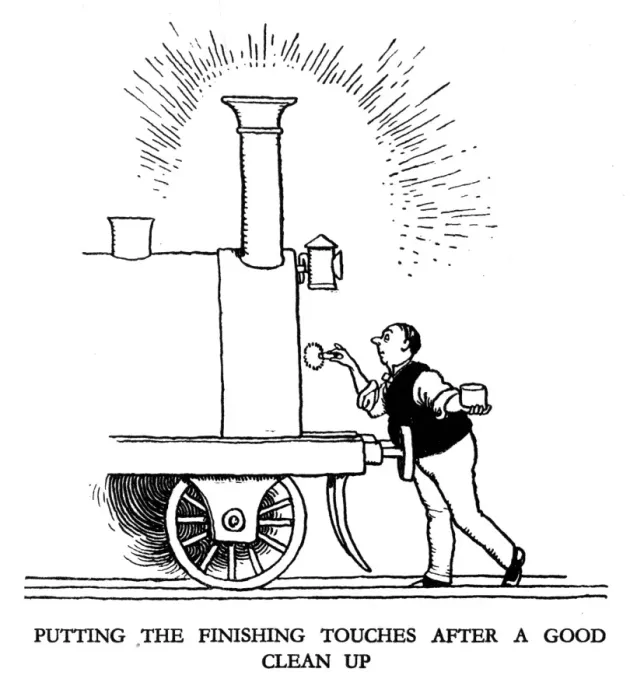 Framed Print : Vignette illustration, Railway Ribaldry by W Heath Robinson Framed Print : Vignette illustration, Railway Ribaldry by W Heath Robinson