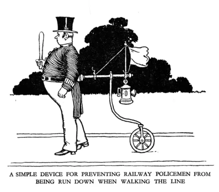 Framed Print : Vignette illustration, Railway Ribaldry by W Heath Robinson Framed Print : Vignette illustration, Railway Ribaldry by W Heath Robinson