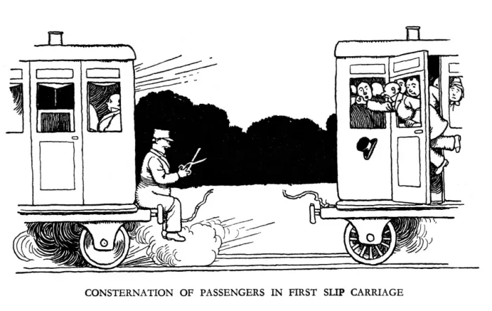 Framed Print : Vignette illustration, Railway Ribaldry by W Heath Robinson Framed Print : Vignette illustration, Railway Ribaldry by W Heath Robinson