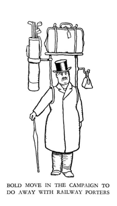 Framed Print : Vignette illustration, Railway Ribaldry by W Heath Robinson Framed Print : Vignette illustration, Railway Ribaldry by W Heath Robinson