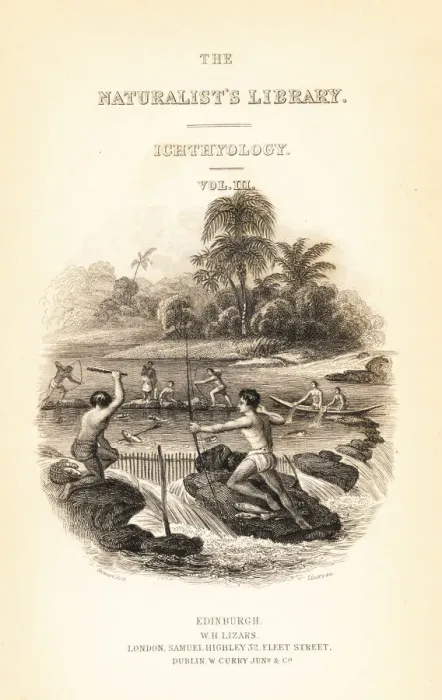 Framed Print : Vignette showing Native Americans fishing Framed Print : Vignette showing Native Americans fishing