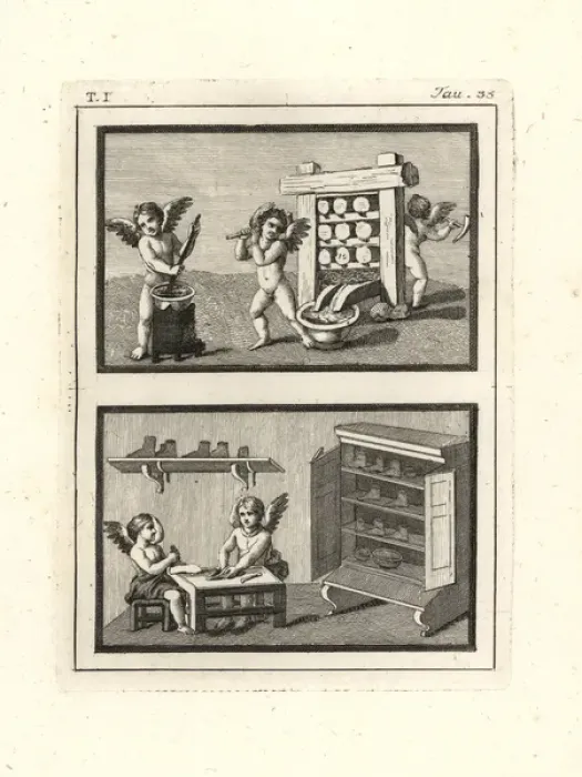 Framed Print : Vignettes of Cupids playing at trades or professions Framed Print : Vignettes of Cupids playing at trades or professions