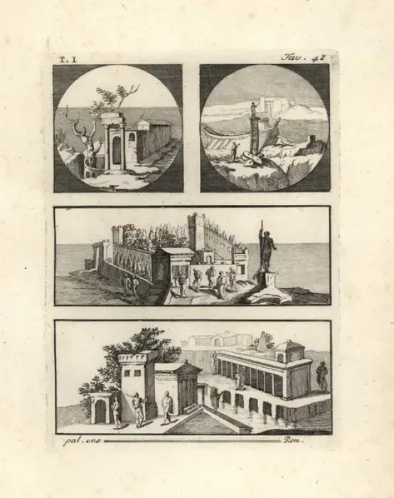 Framed Print : Vignettes from walls in rooms in Pompeii Framed Print : Vignettes from walls in rooms in Pompeii