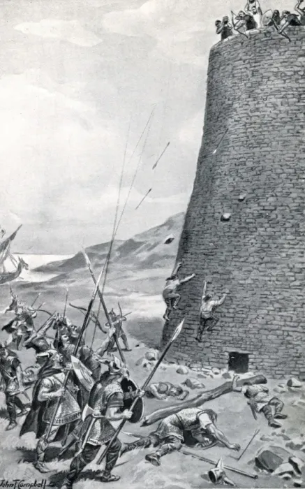 Framed Print : Vikings attack tower Framed Print : Vikings attack tower