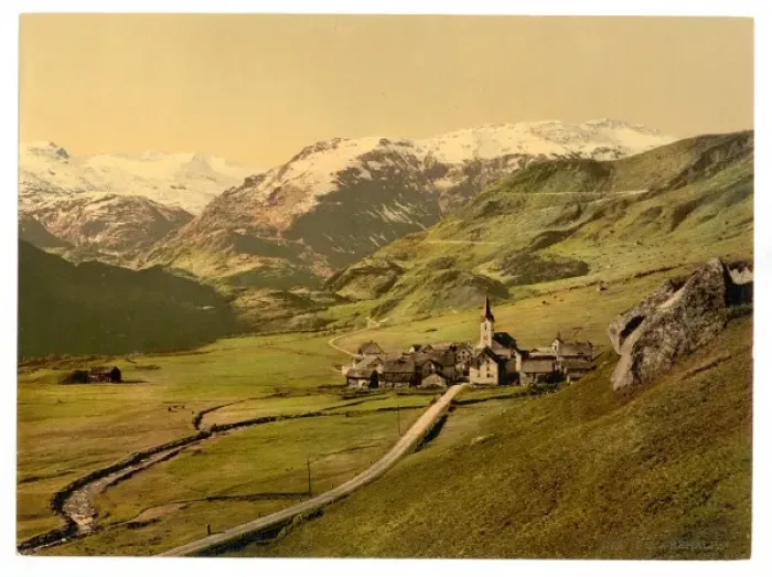 Framed Print : Village and Alps, Bernese Oberland, Switzerland Framed Print : Village and Alps, Bernese Oberland, Switzerland