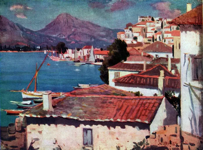 Framed Print : A Village in the Island of Poros Framed Print : A Village in the Island of Poros