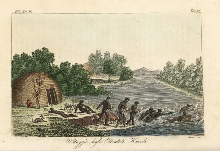 Framed Print : Village of the Khoikhoi of Korah Framed Print : Village of the Khoikhoi of Korah
