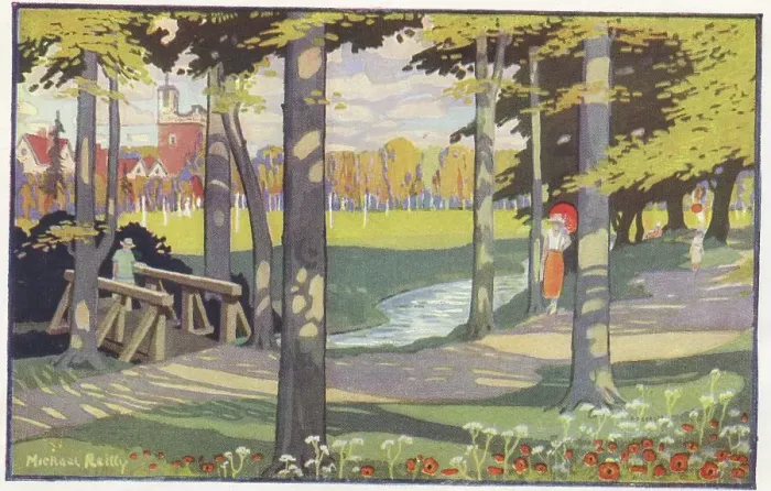 Framed Print : The Village Park, Bournville, the estate built by progressive industrialist George Cadbury to house his workers and provide them with amenities, educational facilities and a pleasant environment. Date: c.1920 Framed Print : The Village Park, Bournville, the estate built by progressive industrialist George Cadbury to house his workers and provide them with amenities, educational facilities and a pleasant environment. Date: c.1920