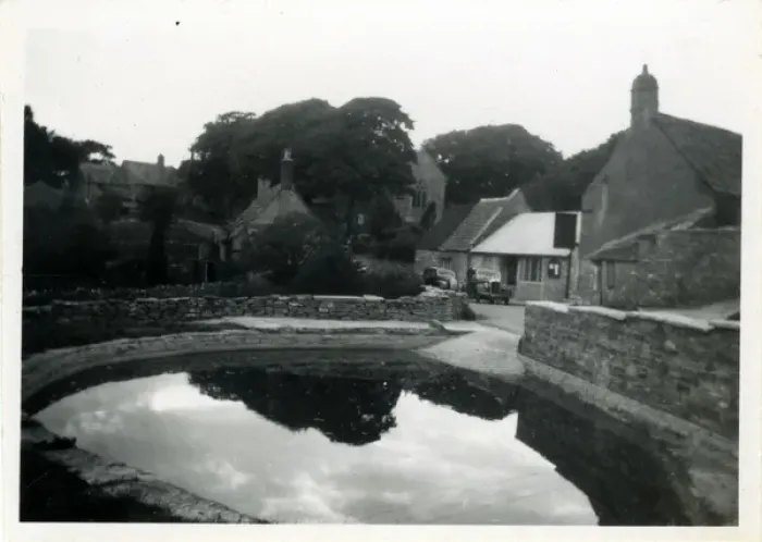 Framed Print : Village and Private Pond, Unknown Location Framed Print : Village and Private Pond, Unknown Location