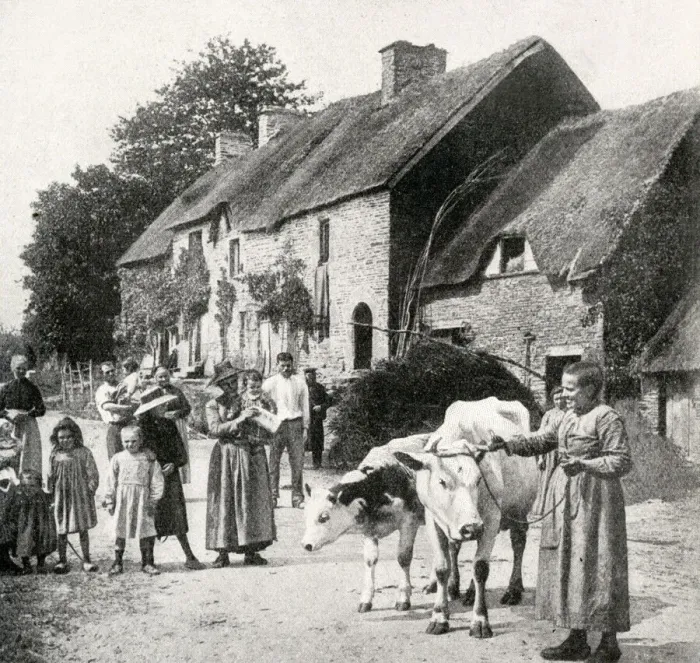 Framed Print : Village scene, Normandy, Northern France Framed Print : Village scene, Normandy, Northern France