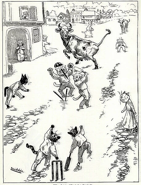 Village Sports, Howzat Umpire, Comical Cats by Louis Wain