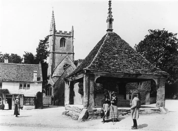 Framed Print : Village square, Castle Combe, Wiltshire 1890s Framed Print : Village square, Castle Combe, Wiltshire 1890s