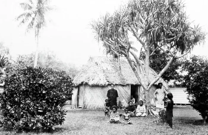 Framed Print : Village in Tonga, Victorian period Framed Print : Village in Tonga, Victorian period