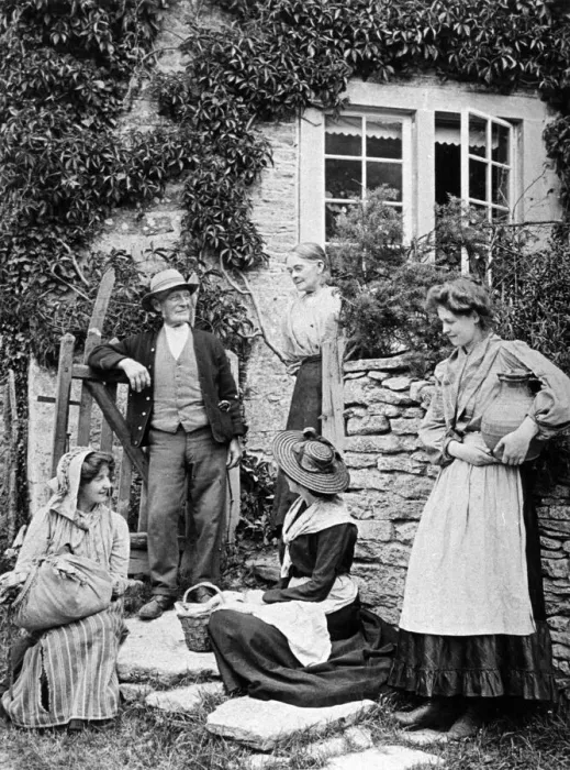 Framed Print : Villagers having conversation, 1890s Framed Print : Villagers having conversation, 1890s