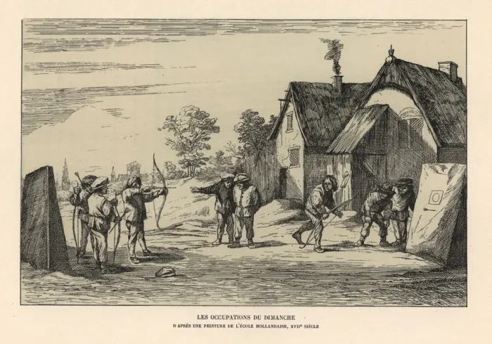 Framed Print : Villagers practising archery with long bows Framed Print : Villagers practising archery with long bows