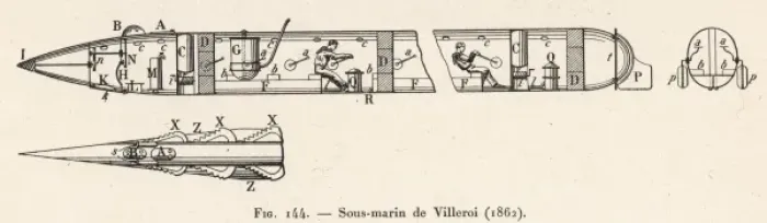 Framed Print : Villeroi Submarine 1861 Framed Print : Villeroi Submarine 1861