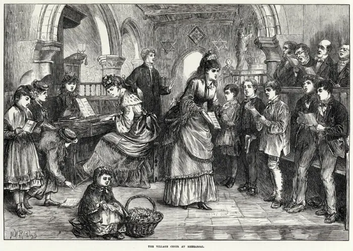 Framed Print : Villiage choir at rehearsal 1871 Framed Print : Villiage choir at rehearsal 1871