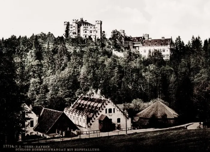 Framed Print : Vintage 19th century / 1900 photograph: Hohenschwangau Castle Framed Print : Vintage 19th century / 1900 photograph: Hohenschwangau Castle