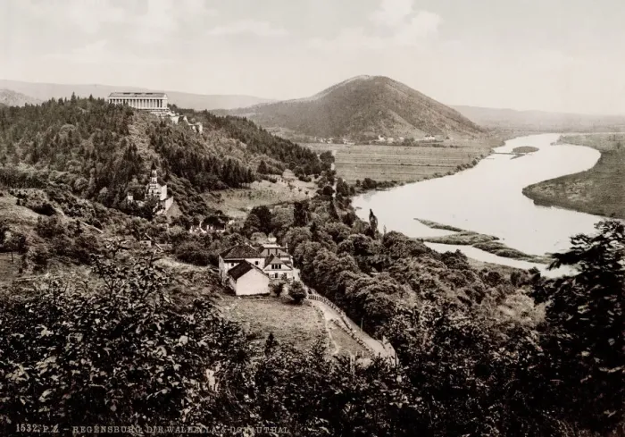 Framed Print : Vintage 19th century / 1900 photograph: Regensburg Germany, the Walhalla, and Donauthal Framed Print : Vintage 19th century / 1900 photograph: Regensburg Germany, the Walhalla, and Donauthal