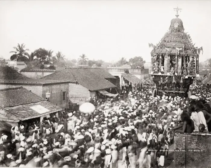 Framed Print : Vintage 19th century photograph: annual car festival, Madura, India Framed Print : Vintage 19th century photograph: annual car festival, Madura, India