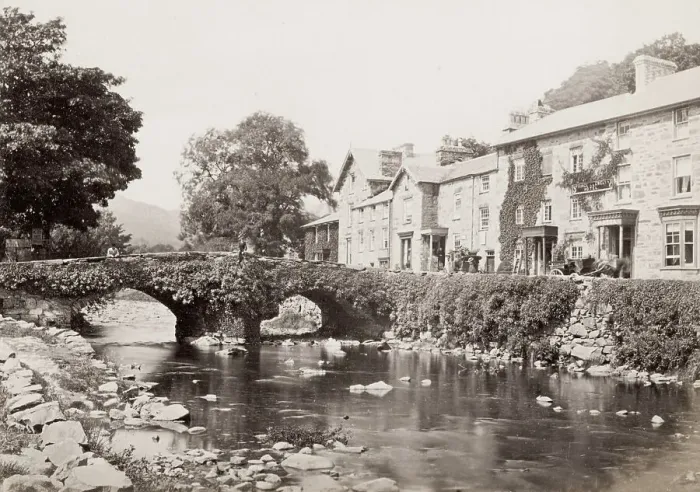 Framed Print : Vintage 19th century photograph: Beddgelert is a village and community in the Snowdonia area of Gwynedd, Wales