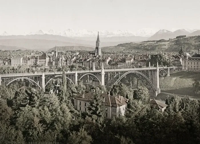 Framed Print : Vintage 19th century photograph: Bern, Berne, and the Alps, Switzerland Framed Print : Vintage 19th century photograph: Bern, Berne, and the Alps, Switzerland