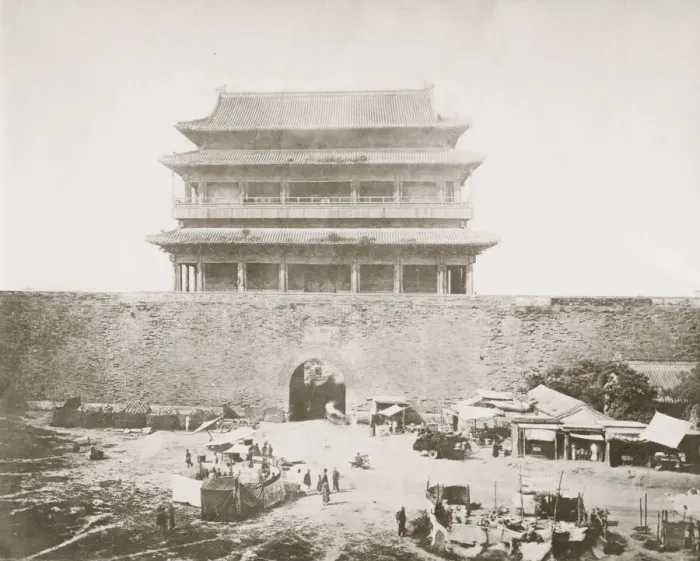 Framed Print : Vintage 19th century photograph: City gate and wall, Peking, Beijing, China Framed Print : Vintage 19th century photograph: City gate and wall, Peking, Beijing, China