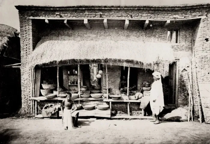 Framed Print : Vintage 19th century photograph: Food stall, shop, Calcutta India Framed Print : Vintage 19th century photograph: Food stall, shop, Calcutta India