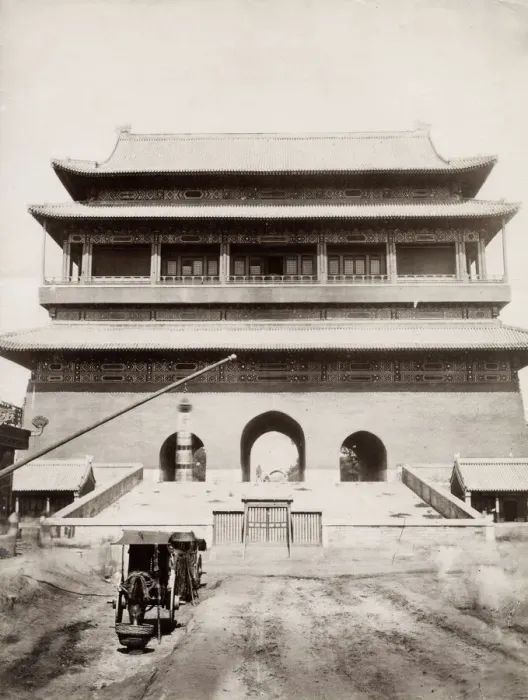 Framed Print : Vintage 19th century photograph: Gate, horse and carriage, Peking, Beijing, China Framed Print : Vintage 19th century photograph: Gate, horse and carriage, Peking, Beijing, China